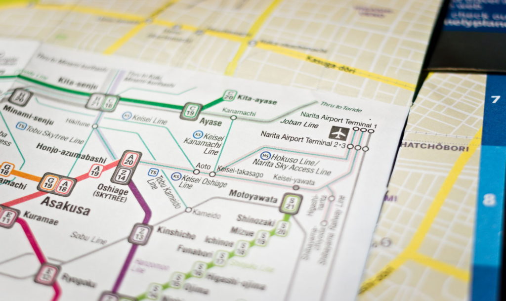 Tokyo Metro Map focused on Narita Airport