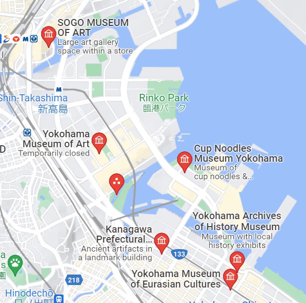 Map of Museums in Minato Mirai, Yokohama