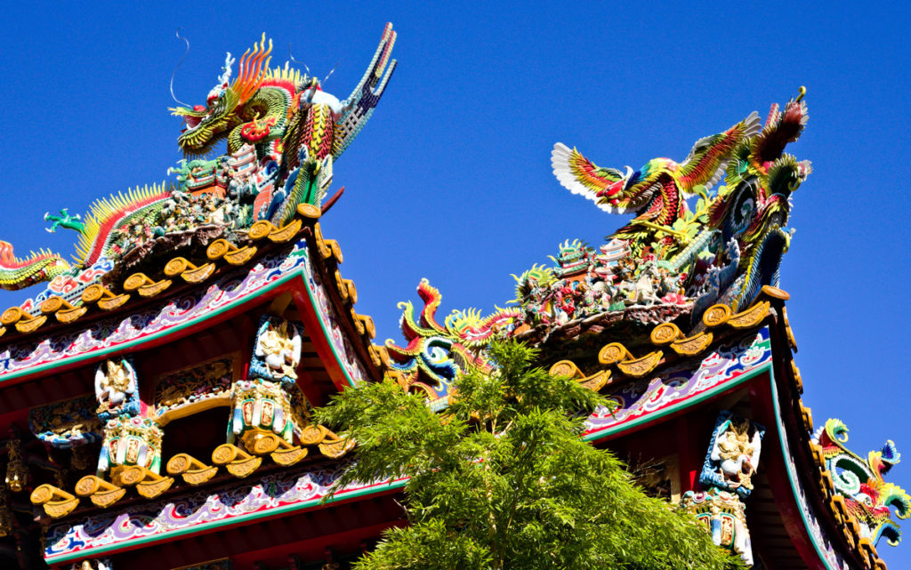 Details in Kuan Ti Miao Temple in Yokohama Chinatown