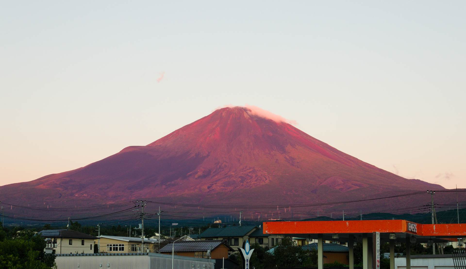 Mount Fuji from Michi no Eki Fujioyama at sunrise